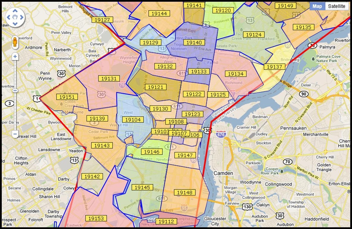 büyük Philadelphia bölgesinde harita