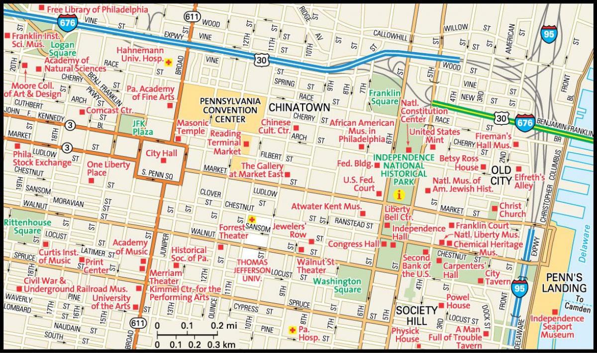 downtown Philadelphia haritası