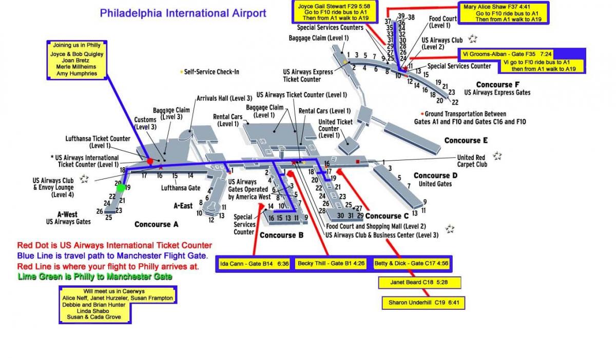 havaalanı harita Philadelphia