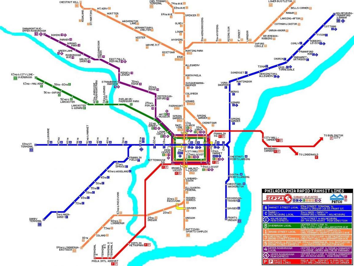 Philadelphia toplu taşıma sistemi haritası