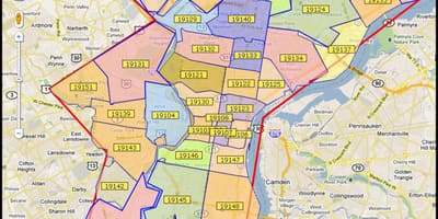 Büyük Philadelphia bölgesinde harita